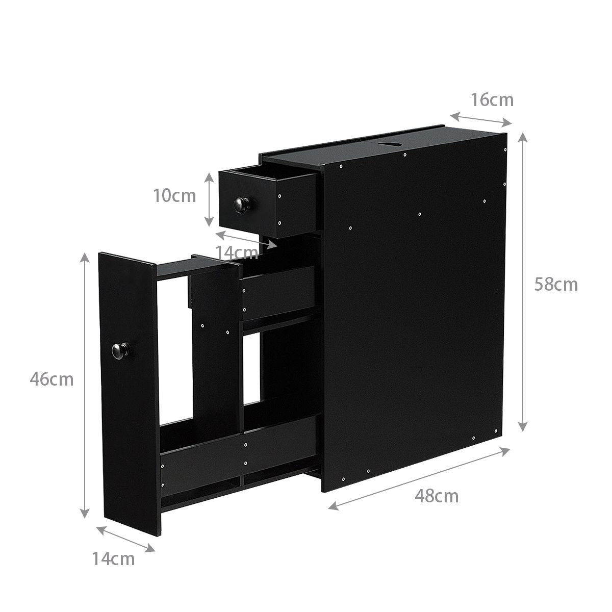 Schmaler Nischenregal Mit Schubladen Badschrank Aus Holz Seitenschrank