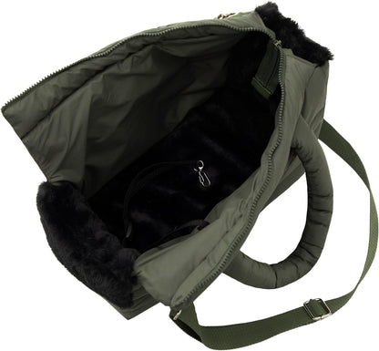Hundetasche, Welpentasche - Tragetasche Für Kleinen Und Mittleren Hund, Katze - S - Bis 5 Kg, Tasche Für Unterwegs, Hundetrage Mit Karabiner, Dog Carrier, Transporttasche, Olivgrün