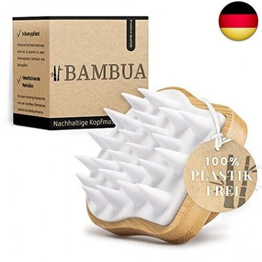 BAMBUA Kopfhaut Massagebürste - [100% Plastikfrei] Shampoo Bürste Aus Bambus - A