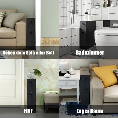 Schmaler Nischenregal Mit Schubladen Badschrank Aus Holz Seitenschrank