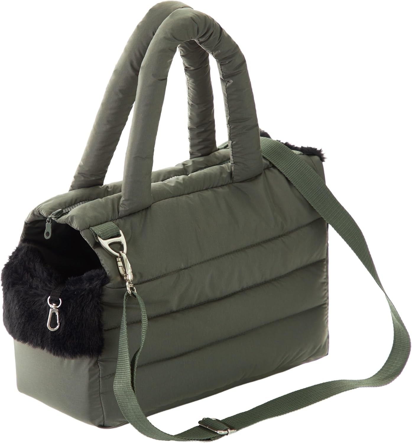 Hundetasche, Welpentasche - Tragetasche Für Kleinen Und Mittleren Hund, Katze - S - Bis 5 Kg, Tasche Für Unterwegs, Hundetrage Mit Karabiner, Dog Carrier, Transporttasche, Olivgrün