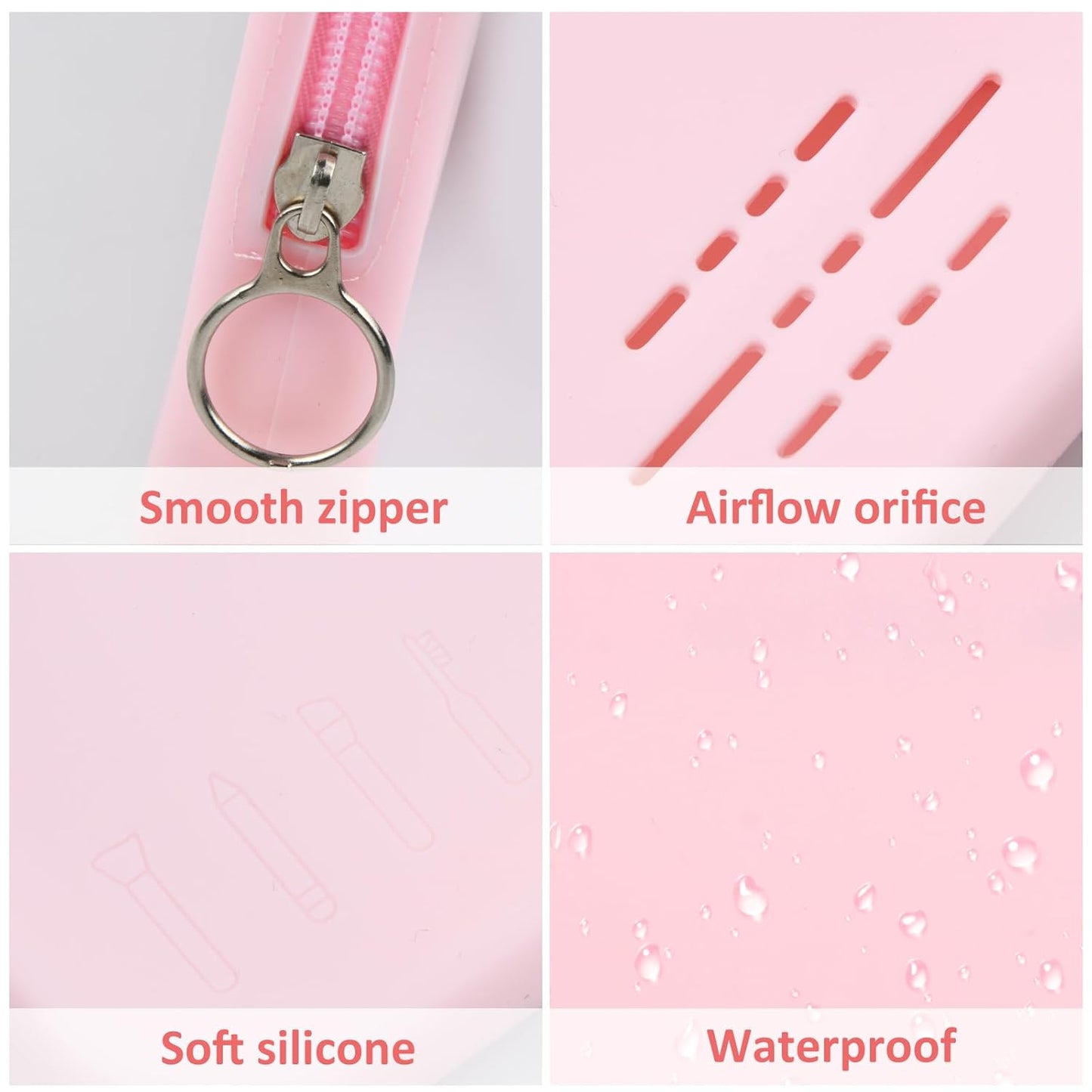 Makeup Pinsel Halter, Makeup Pinsel Organizer Für Reisen, Tragbarer Kosmetiktasche, Große Kapazitätstasche, Tragbare Reise-Kosmetik-Aufbewahrungstasche - Rosa