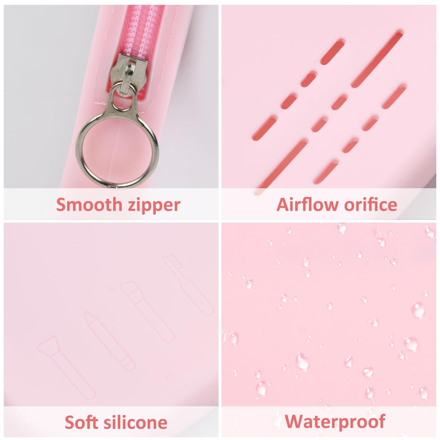 Makeup Pinsel Halter, Makeup Pinsel Organizer Für Reisen, Tragbarer Kosmetiktasche, Große Kapazitätstasche, Tragbare Reise-Kosmetik-Aufbewahrungstasche - Rosa