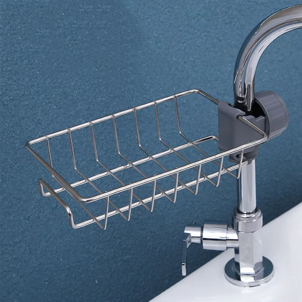 1PC Hanging Faucet Rack Adjustable Height Flexible and Rotatable Kitchen Sink Drain Holder Suitable for Soap Sponges Brushes
