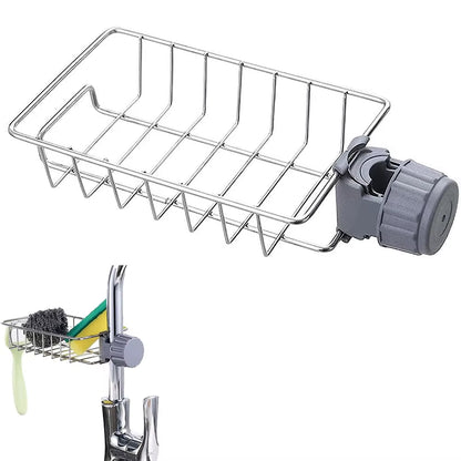 1PC Hanging Faucet Rack Adjustable Height Flexible and Rotatable Kitchen Sink Drain Holder Suitable for Soap Sponges Brushes
