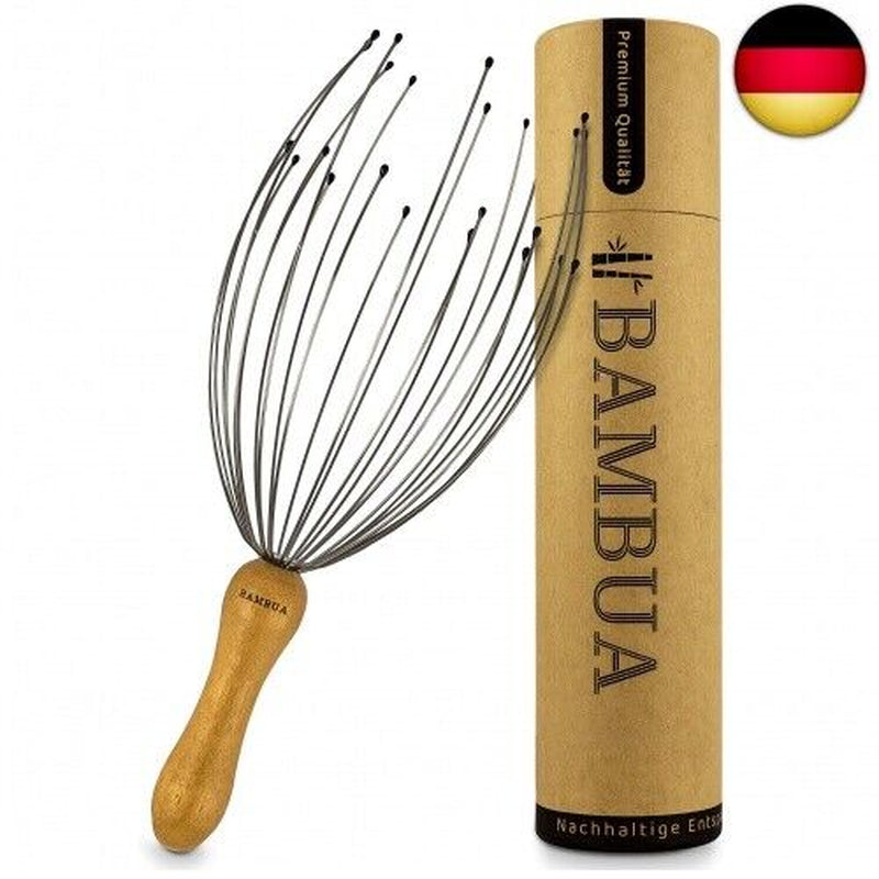 BAMBUA - Kopfmassage Spinne Mit 24 Fingern - Bambusgriff - Hergestellt Aus