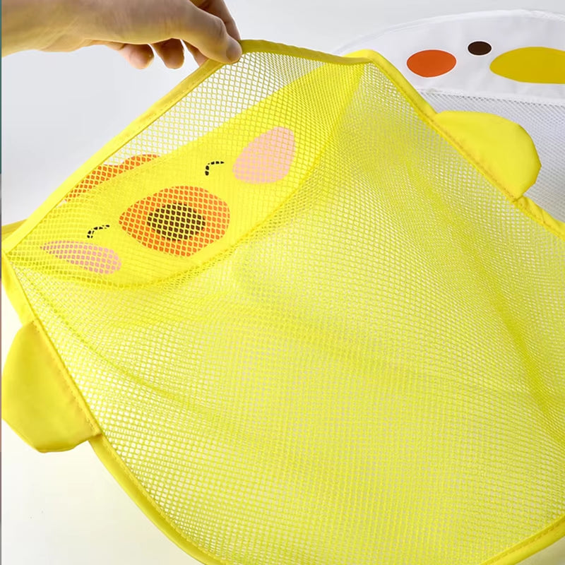 New Cartoon Duck Baby Bathroom Mesh Bag Sucker Design for Bath Toys Kids Animal Shapes Cloth Sand Toys Storage Net Bag