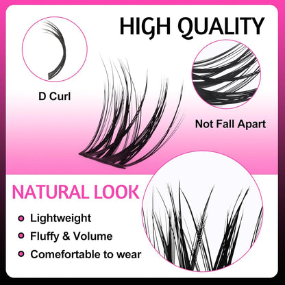 Wimpern Extensions Set 144PCS 9-16MIX with Wimpernkleber Dauerhaft Wimpern Pinzette Und Wimpern Remover, Lash Extension Set Für Natürlichen Look DIY Zu Hause (LD011 KIT)