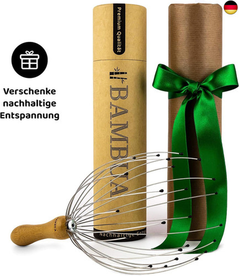 BAMBUA - Kopfmassage Spinne Mit 24 Fingern - Bambusgriff - Hergestellt Aus