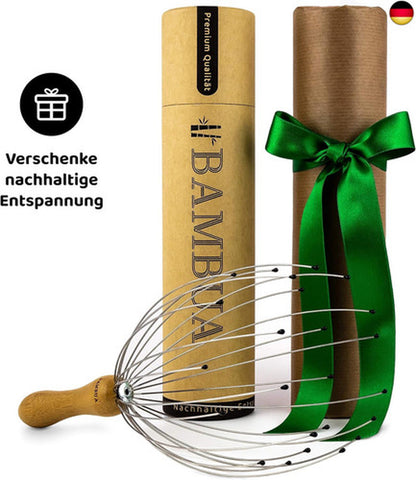 BAMBUA - Kopfmassage Spinne Mit 24 Fingern - Bambusgriff - Hergestellt Aus