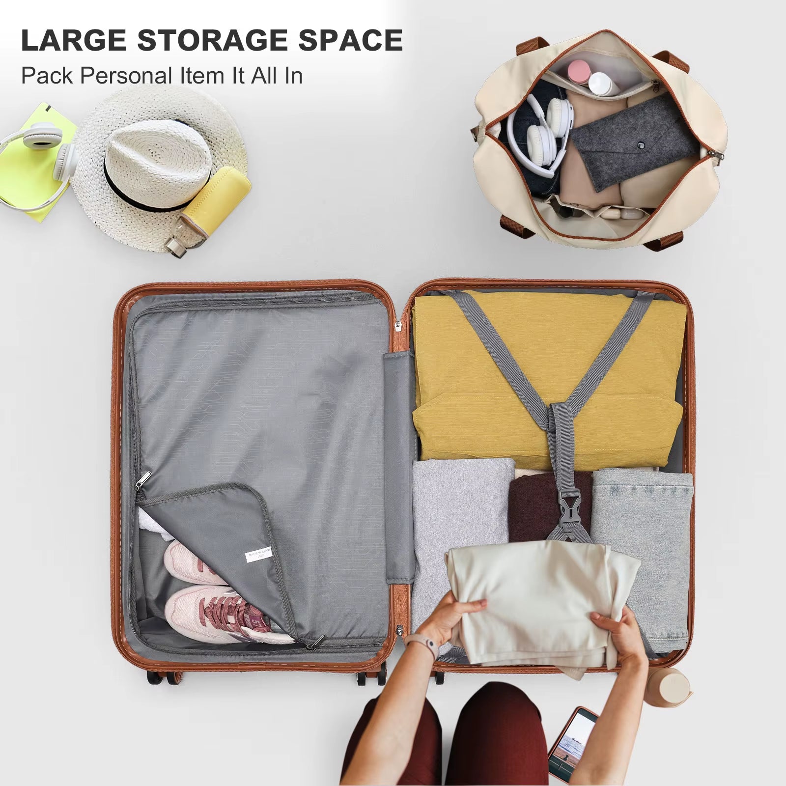 4-Piece Suitcase Set, 55 Cm Hand Luggage Beauty Case Cosmetics Case Travel Bag Travel Toilet Bag