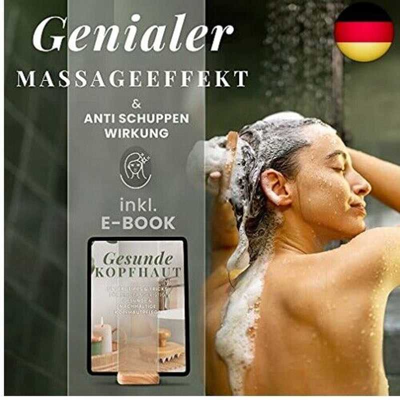 BAMBUA Kopfhaut Massagebürste - [100% Plastikfrei] Shampoo Bürste Aus Bambus - A