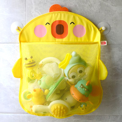 New Cartoon Duck Baby Bathroom Mesh Bag Sucker Design for Bath Toys Kids Animal Shapes Cloth Sand Toys Storage Net Bag