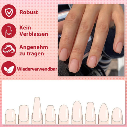 Press on Nails Kurz, Square Nägel Zum Aufkleben Fake Nails Künstliche Fingernägel Mit Nagelkleber, Glossy Einfarbige Kunstnägel Zum Aufkleben Nailtips Für Frauen (Nude Short, 24Pcs)