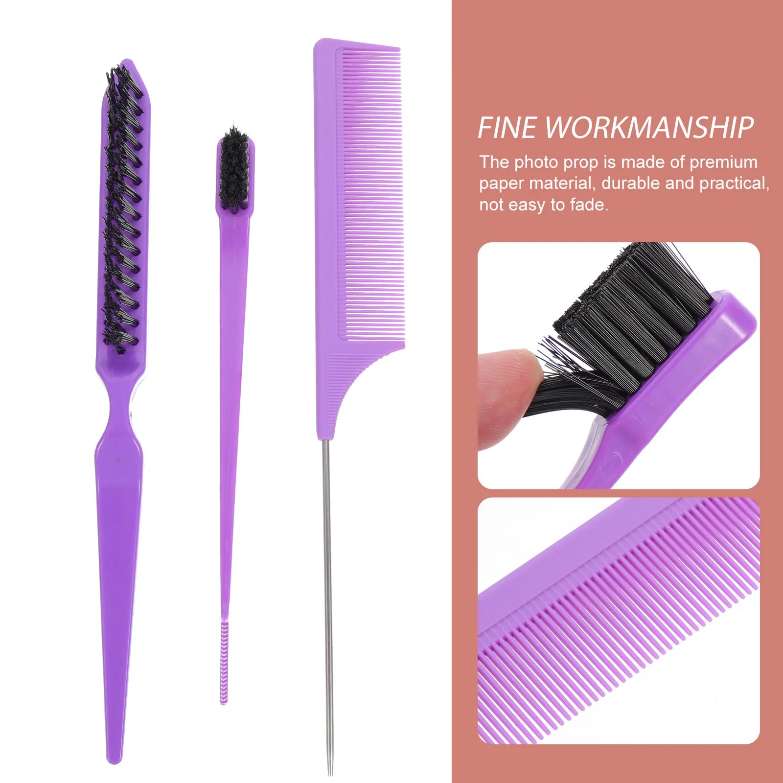 Durable Professional Tail Comb Pintail Comb for Styling Men Women Combs Set Black Hair Barber Combs Three Row Comb Haircut Comb