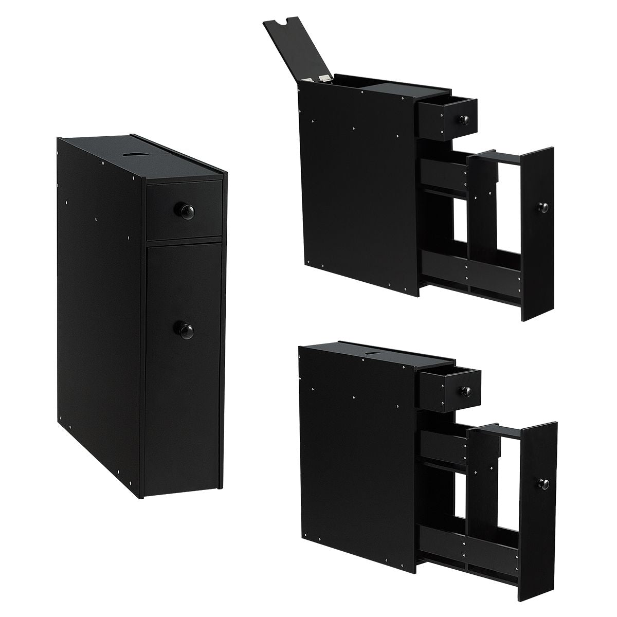 Schmaler Nischenregal Mit Schubladen Badschrank Aus Holz Seitenschrank