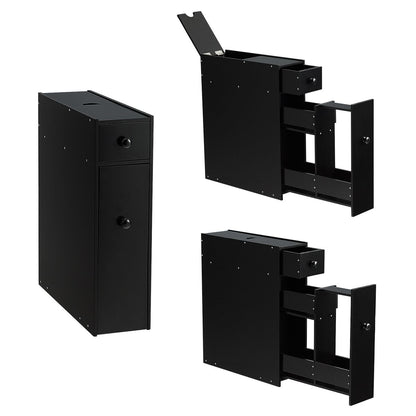 Schmaler Nischenregal Mit Schubladen Badschrank Aus Holz Seitenschrank