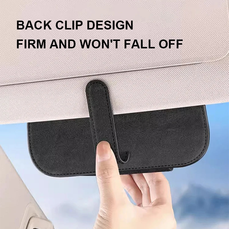 SEAMETAL Cowhide Sun Visor Glasses Holder Premium Leather Wear-Resistant Sunglasses Protective Box Auto Eyeglasses Storage Case