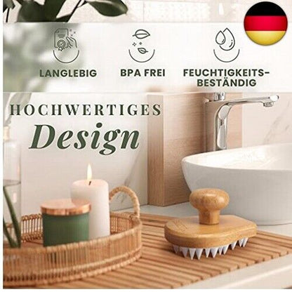 BAMBUA Kopfhaut Massagebürste - [100% Plastikfrei] Shampoo Bürste Aus Bambus - A