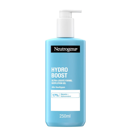 Neutrogena Hydro Boost Bodylotion Gel, Ultra-Leichte Formel Für Geschmeidige Haut, Feuchtigkeitsspendende Körperlotion Mit 17% Glycerin + Hyaluronsäure, Körpercreme-Gel Für Alle Hauttypen (250 Ml)