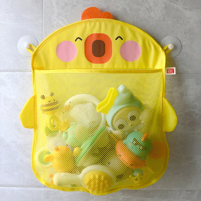 New Cartoon Duck Baby Bathroom Mesh Bag Sucker Design for Bath Toys Kids Animal Shapes Cloth Sand Toys Storage Net Bag
