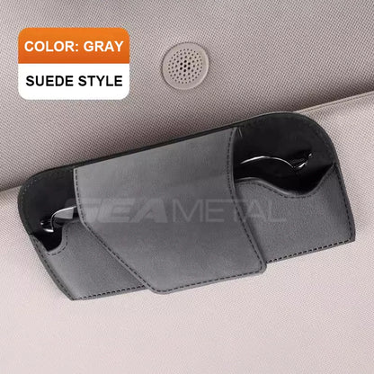 SEAMETAL Cowhide Sun Visor Glasses Holder Premium Leather Wear-Resistant Sunglasses Protective Box Auto Eyeglasses Storage Case