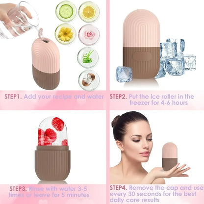Silicone Cube Tray Shape Face Facial Ice Roller Massage Face Massage Roller Frozen Facial Reusable Ice Face Roller Skincare Tool