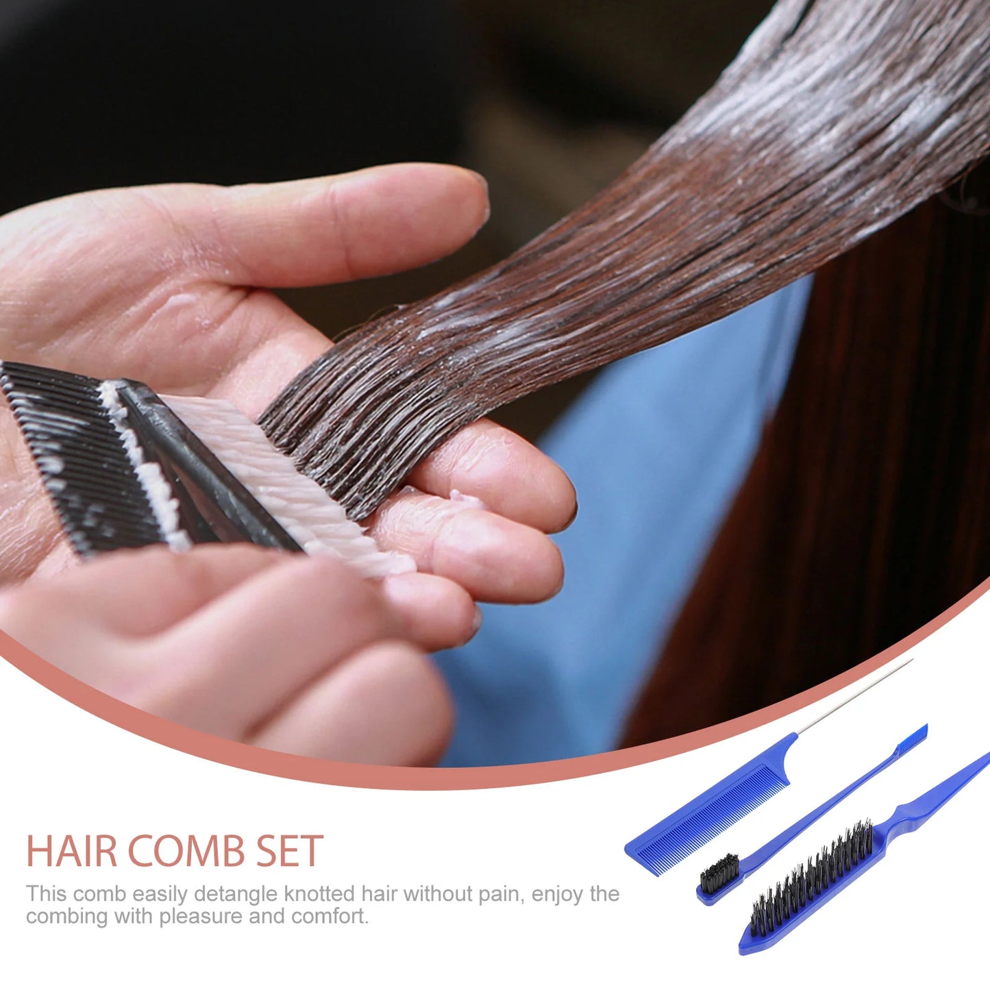 Durable Professional Tail Comb Pintail Comb for Styling Men Women Combs Set Black Hair Barber Combs Three Row Comb Haircut Comb