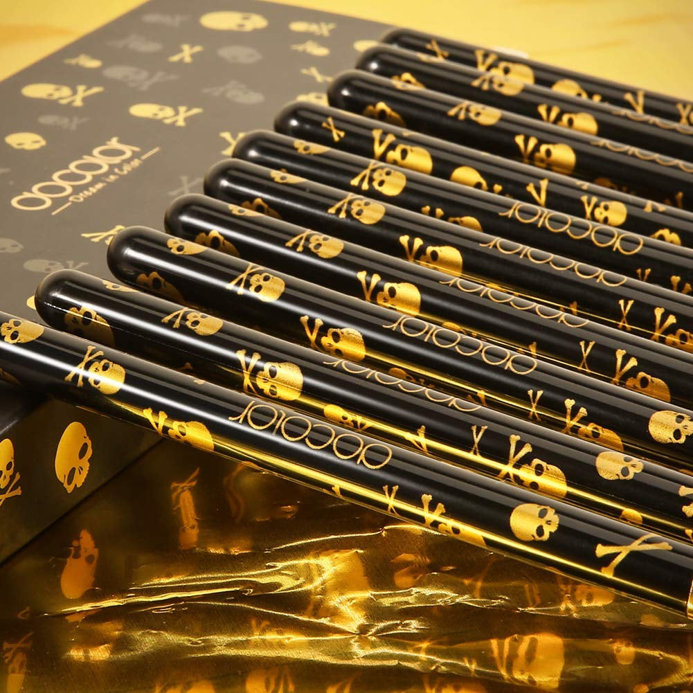 Docolor Gothic Lidschatten Pinselset 10 Stück Totenkopf-Druck Augen Make up Pinsel Augenpinsel Set Für Lidschatten Augenbraue Eyeliner Blending