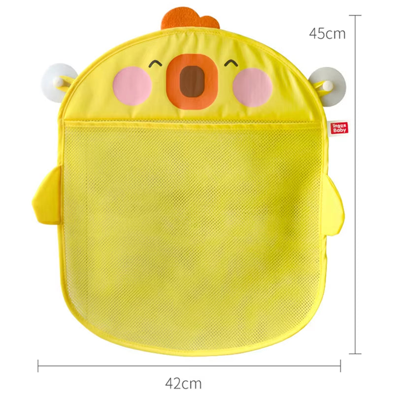 New Cartoon Duck Baby Bathroom Mesh Bag Sucker Design for Bath Toys Kids Animal Shapes Cloth Sand Toys Storage Net Bag