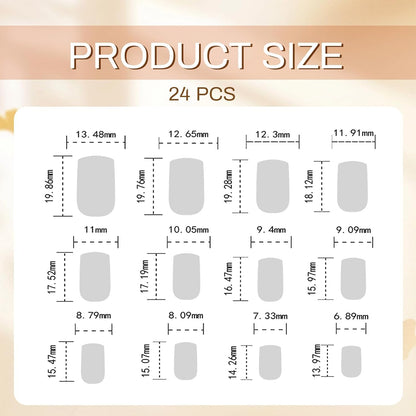 24 Stück Gradient Pink Und Weiß Ombre Nails Press on - Kurz Quadratisch Klebe Französische Akryl Nails