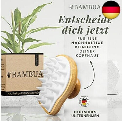 BAMBUA Kopfhaut Massagebürste - [100% Plastikfrei] Shampoo Bürste Aus Bambus - A