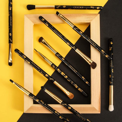 Docolor Gothic Lidschatten Pinselset 10 Stück Totenkopf-Druck Augen Make up Pinsel Augenpinsel Set Für Lidschatten Augenbraue Eyeliner Blending