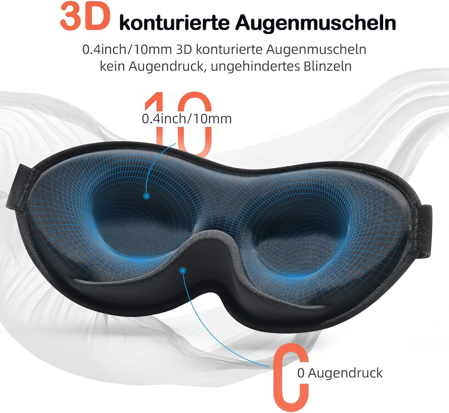 INNELO Schlafmaske Für Herren Frauen, 2024 Bequeme Atmungsaktive 3D Augenmaske, Mit Tiefen Augenhöhlen Und Erhöhten Nasenpads, 100％ Lichtblockierende Schlafbrille Mit Memory Foam Für Reisen, Schwarz