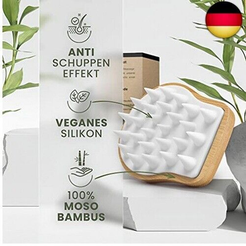 BAMBUA Kopfhaut Massagebürste - [100% Plastikfrei] Shampoo Bürste Aus Bambus - A