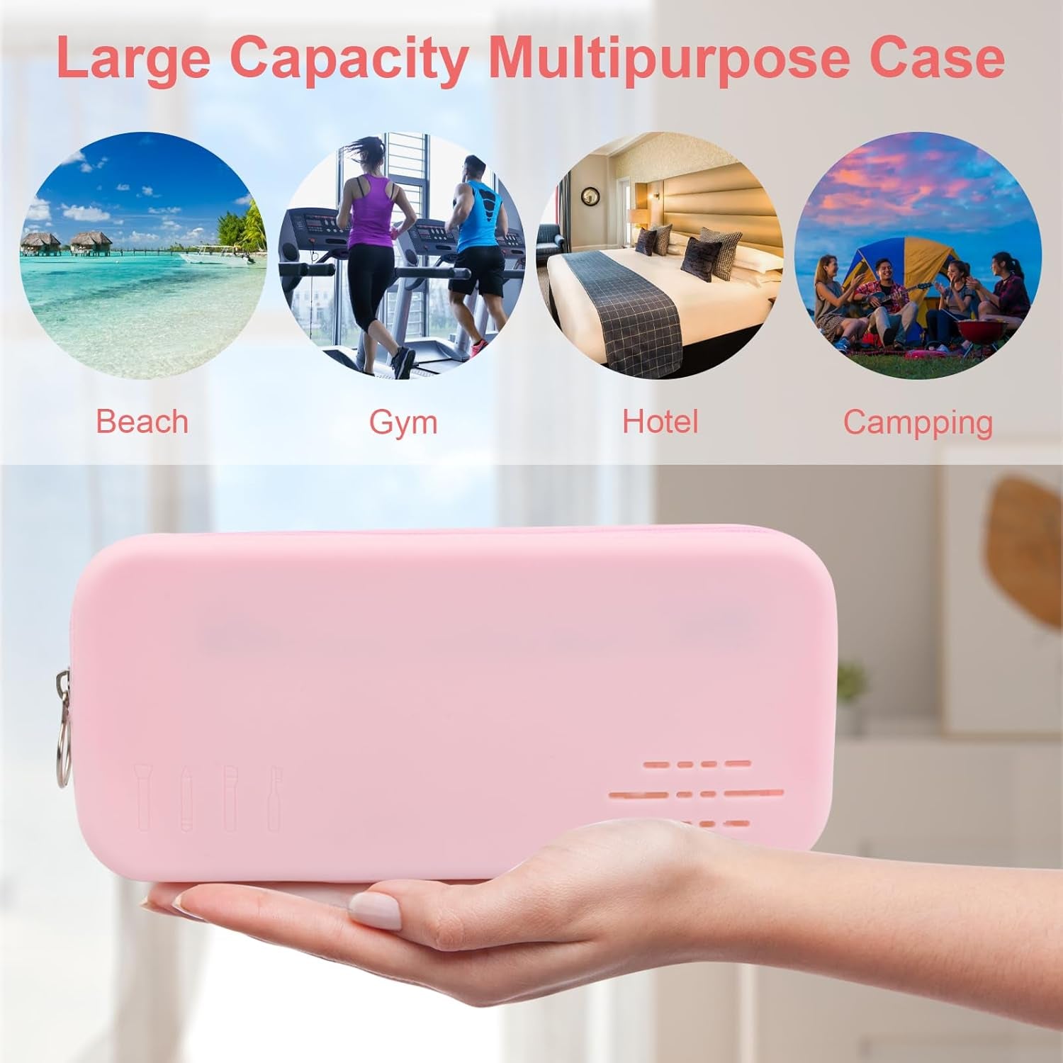 Makeup Pinsel Halter, Makeup Pinsel Organizer Für Reisen, Tragbarer Kosmetiktasche, Große Kapazitätstasche, Tragbare Reise-Kosmetik-Aufbewahrungstasche - Rosa