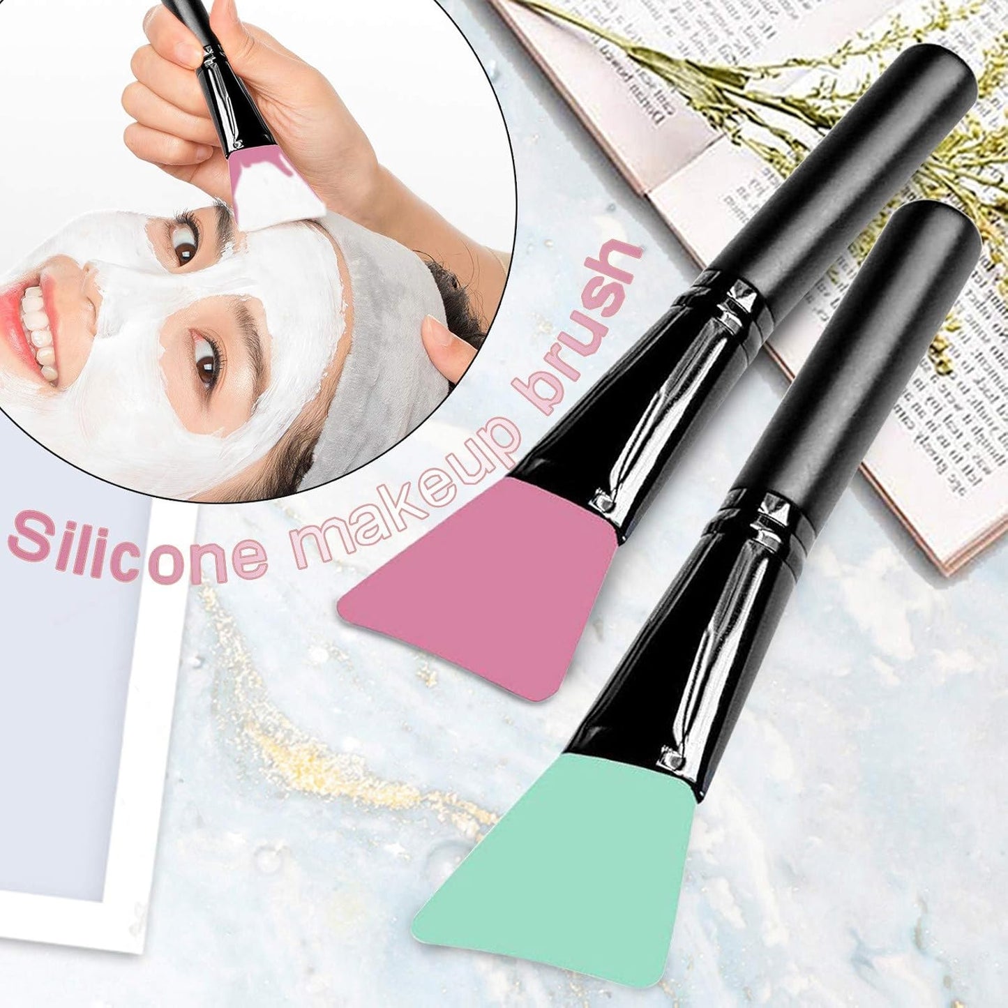 Make up Pinsel Set Silikon-Flachwerkzeug-Kopf Make-Up-Stick-Bürste Silikon-2Pc Pinsel Blend